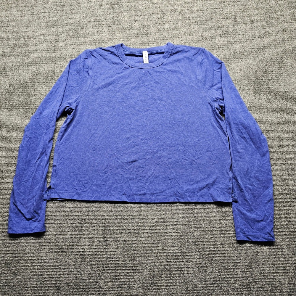 Lululemon Womens Purple Cotton Linen Long Sleeve Cropped Top Size 8 LW3FGES